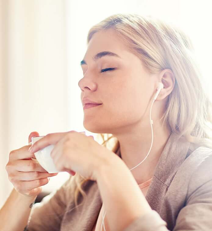 woman relaxing with tea