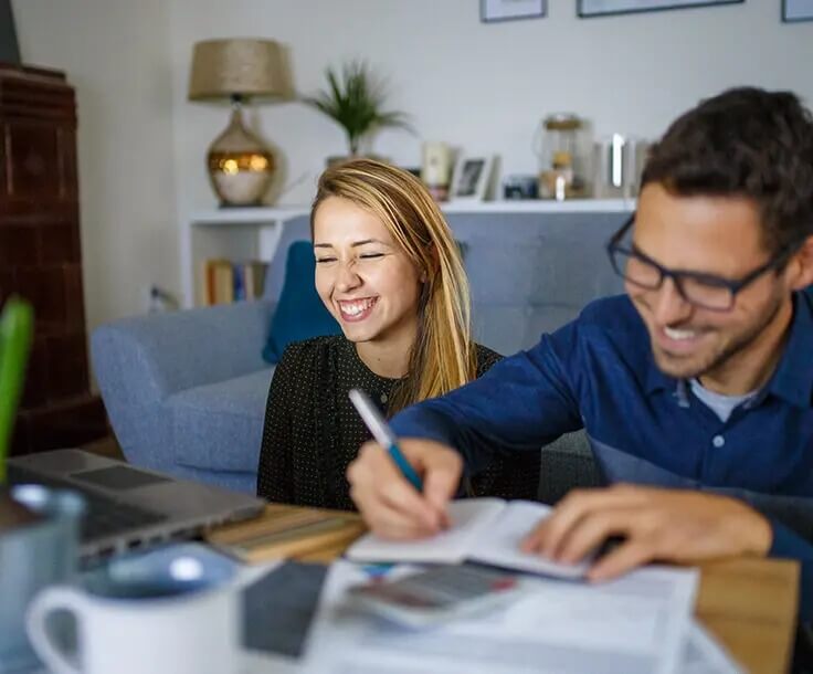 couple paying bills